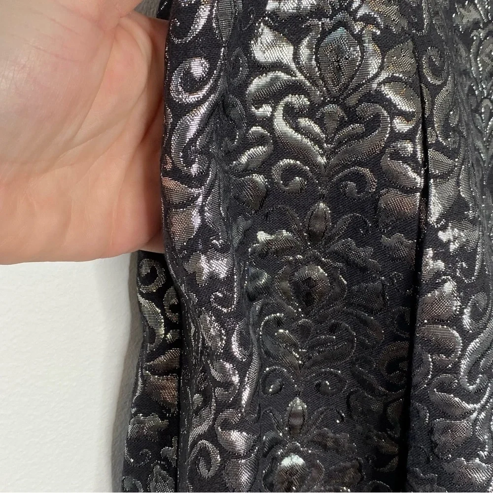 Talbots Petite Silver Metallic Brocade Skirt